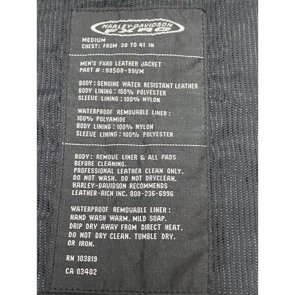 Harley Davidson Fxrg Jacket Men’s Size Medium Motor Clothes Button Up Zip - Picture 8 of 8